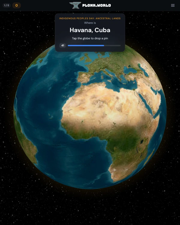 Screenshot of Plonk, a daily geography game