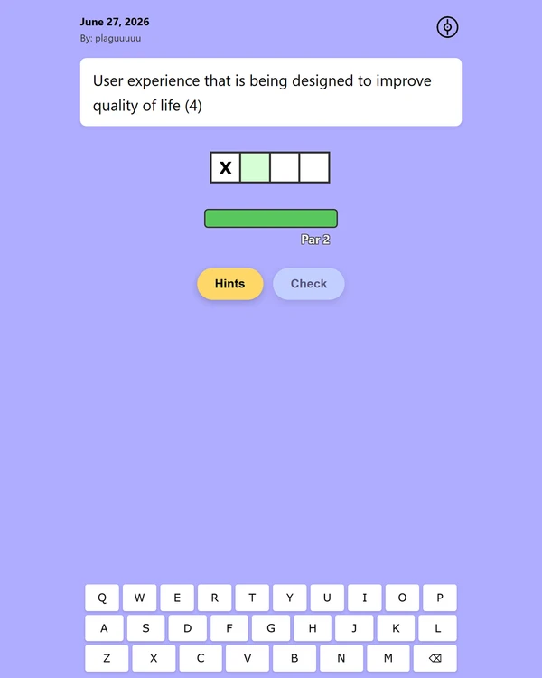 Screenshot of PokeCryptic, a daily word game
