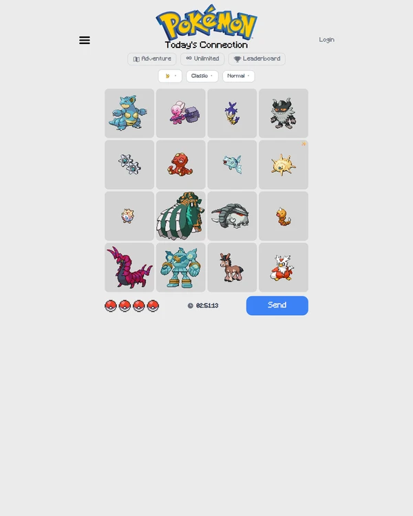 Screenshot of Pokennection, a daily fandom game