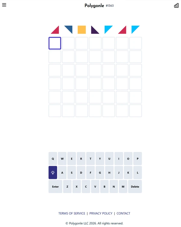 Screenshot of Polygonle, a daily word game