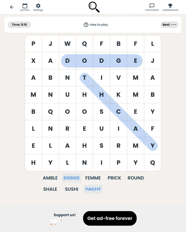 Ponder Club Word Search screenshot
