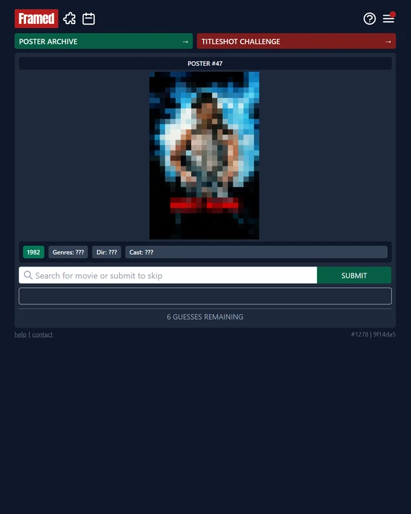 Screenshot of Poster, a daily pop culture game