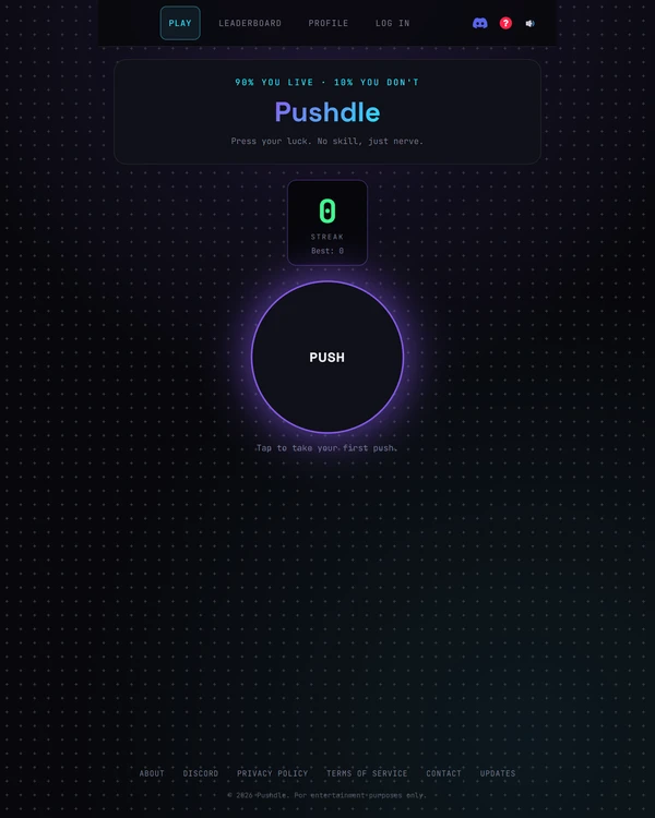 Screenshot of Pushdle, a daily arcade-style game