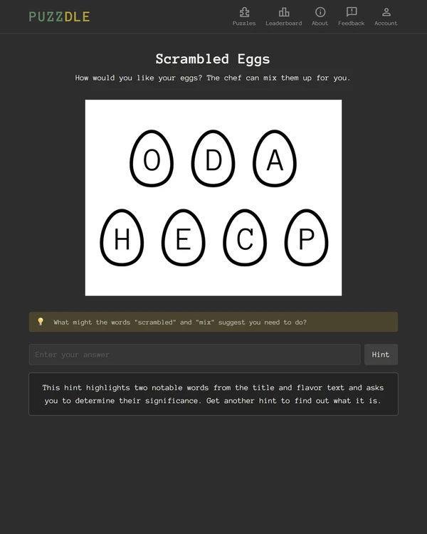 Screenshot of PUZZDLE, a word game