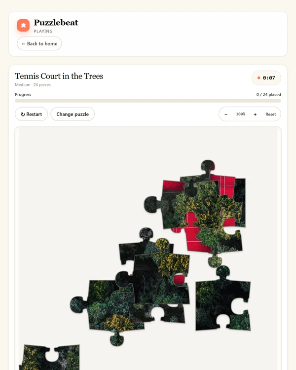 Screenshot of PuzzleBeat, a daily visual game