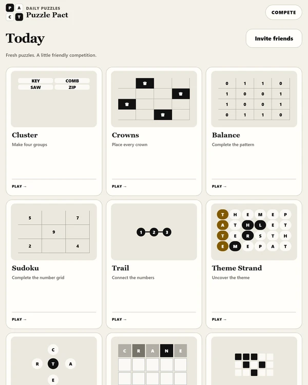Screenshot of Puzzle Pact, a daily word game