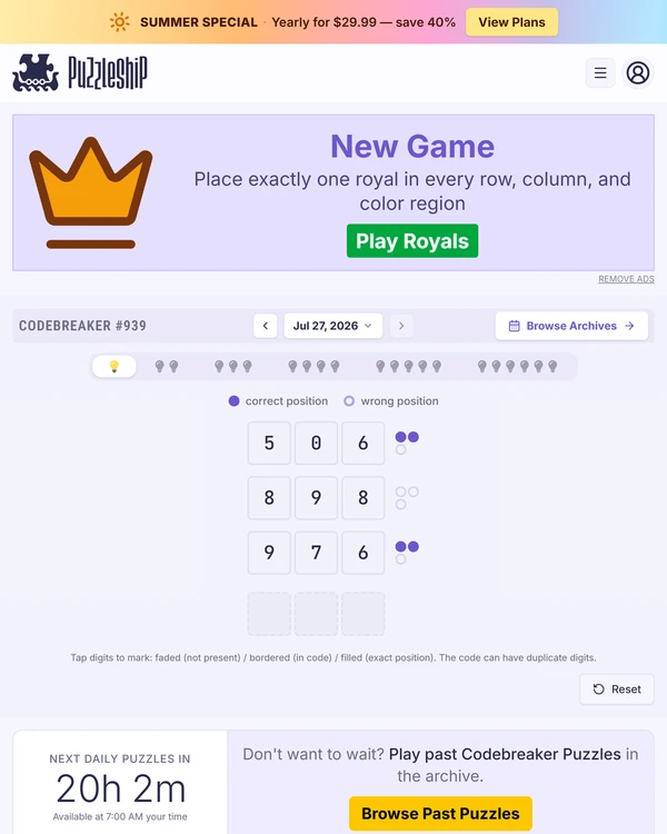 Puzzleship Codebreaker screenshot