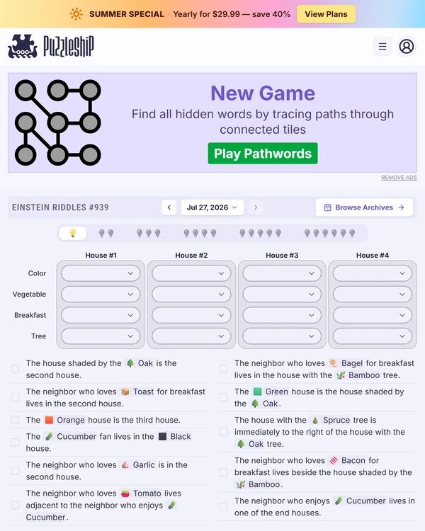 Puzzleship Einstein Riddles screenshot