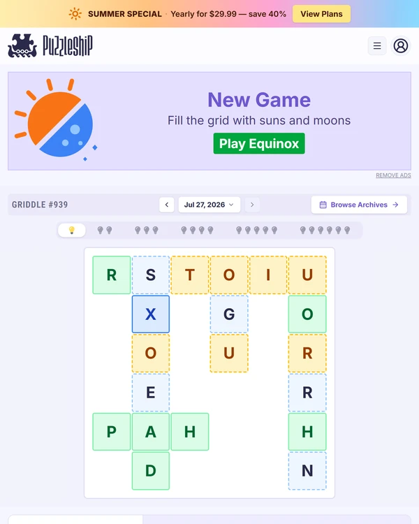 Puzzleship Griddle screenshot