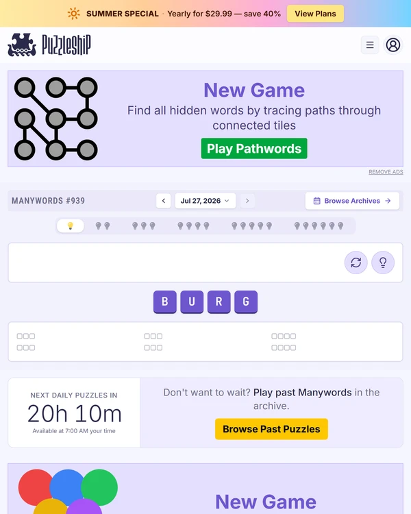 Puzzleship Manywords screenshot