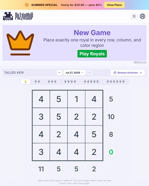 Puzzleship Tallies screenshot