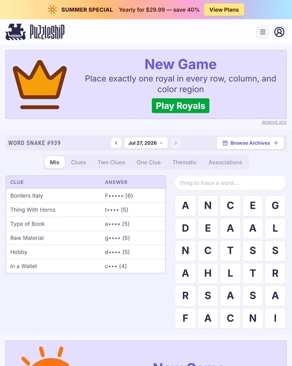 Puzzleship Word Snake screenshot