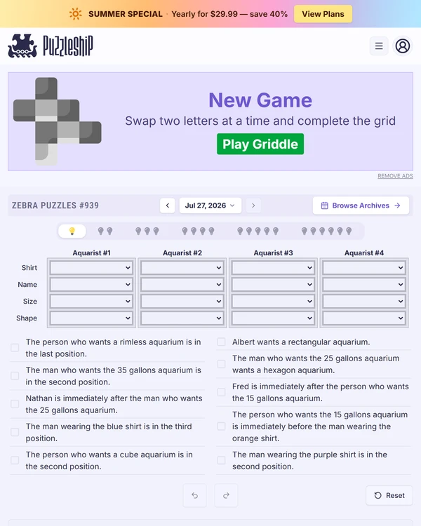 Puzzleship Zebra Puzzles screenshot