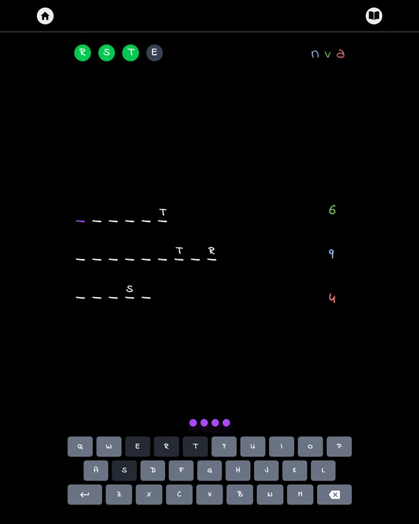 Screenshot of Qiyaas, a daily word game