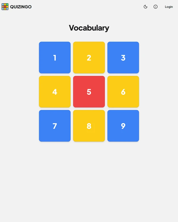 Screenshot of Quizingo Vocabulary, a daily word game