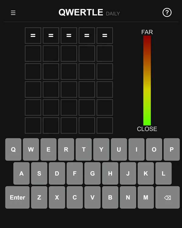Screenshot of Qwertle, a daily word game