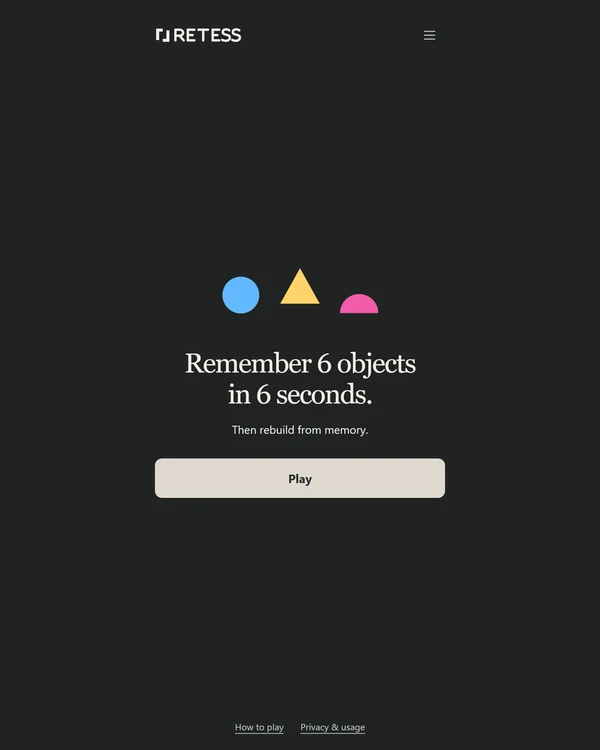 Screenshot of RETESS, a daily visual game