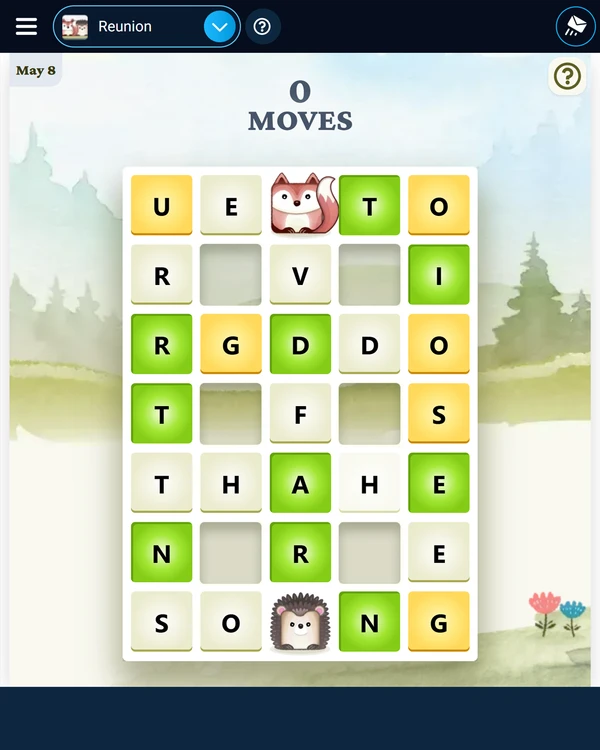 Screenshot of Reunion, a daily word game