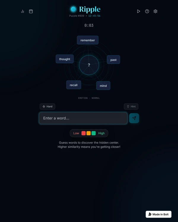 Screenshot of Ripple, a daily word game