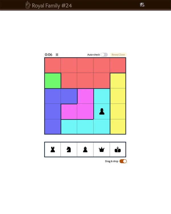 Screenshot of Royal Family, a daily logic game