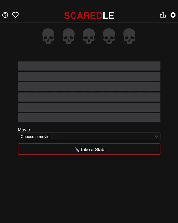 Screenshot of Scaredle, a daily pop culture game