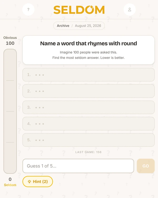 Screenshot of Seldom, a daily trivia game