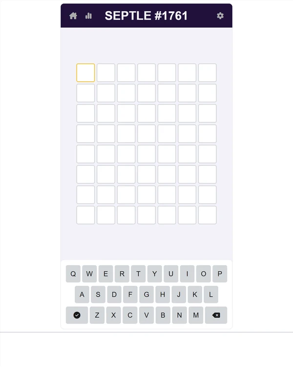 Screenshot of Septle, a daily word game