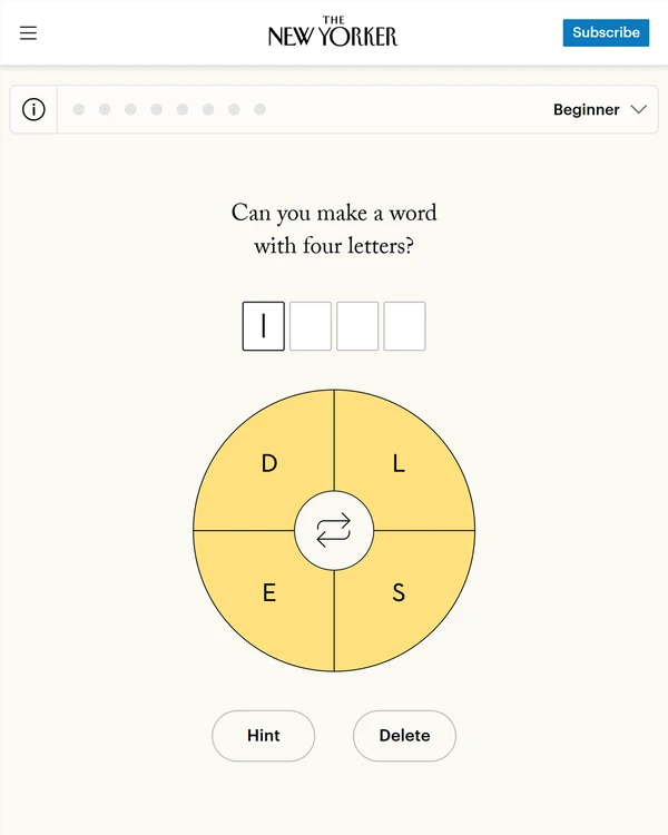 Screenshot of Shuffalo, a daily word game