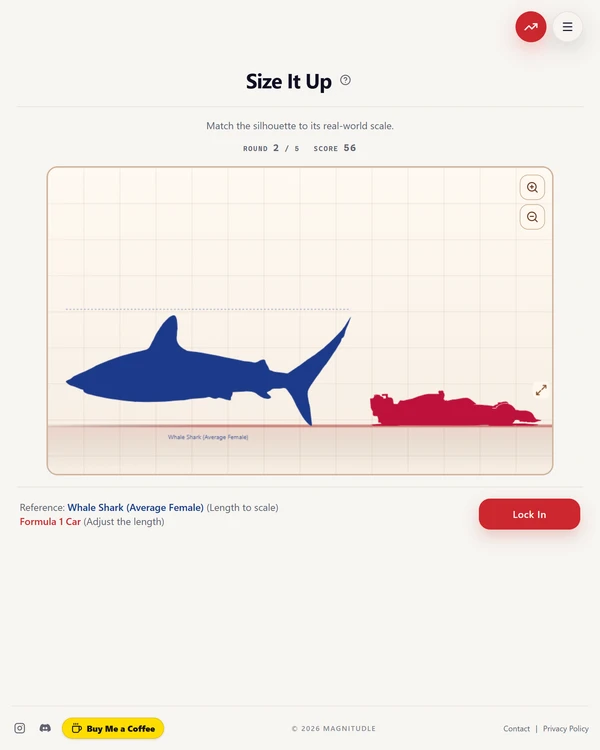Screenshot of Size It Up, a daily visual game