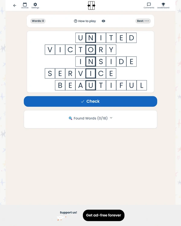 Screenshot of Slideways (Original), a daily word game