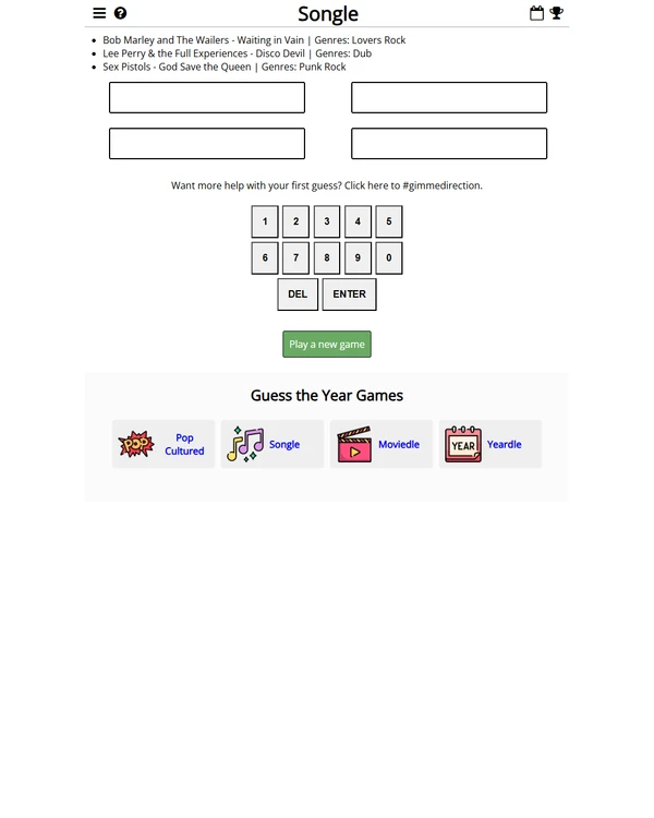 Screenshot of Songle, a daily music game