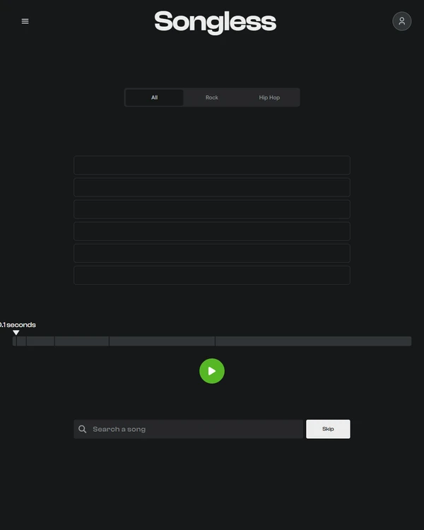 Screenshot of Songless, a daily music game