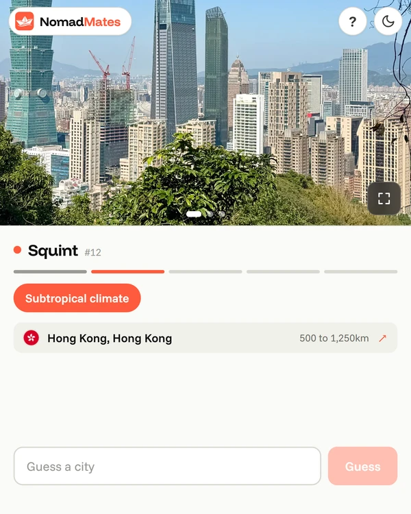 Screenshot of Squint, a daily geography game