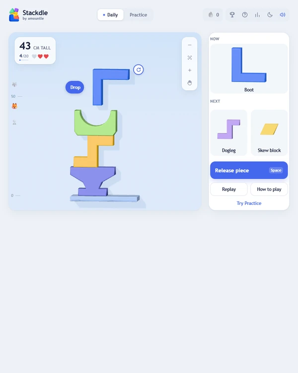 Screenshot of Stackdle, a daily visual game
