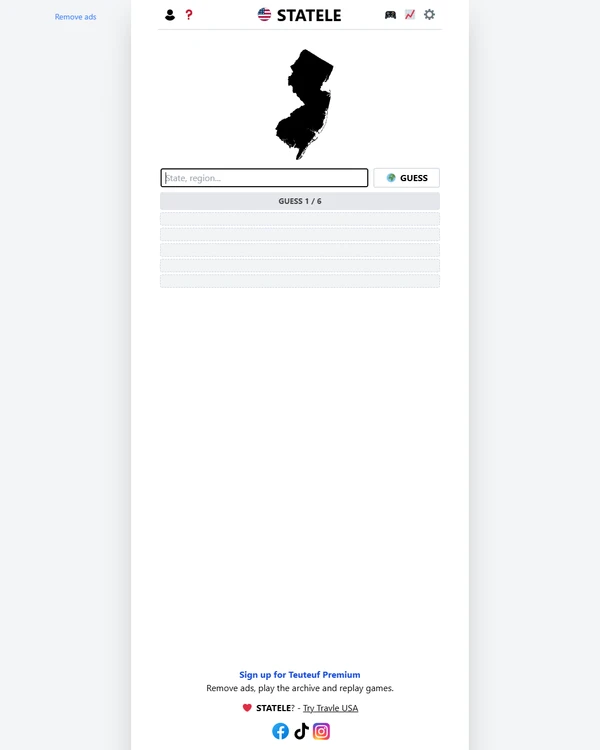 Screenshot of Statele, a daily geography game