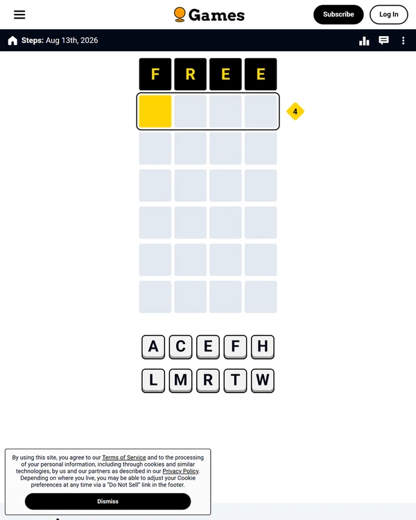 Screenshot of Steps, a daily word game