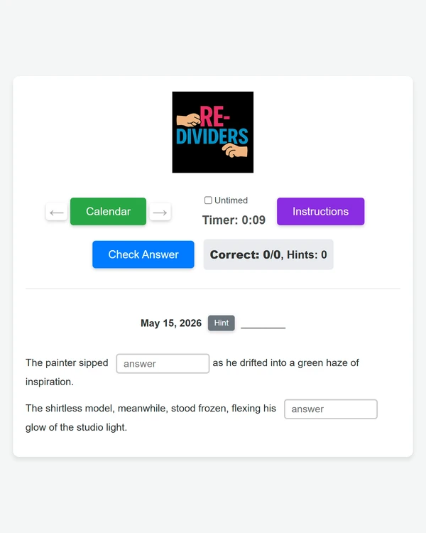 Screenshot of Storylines, a daily word game