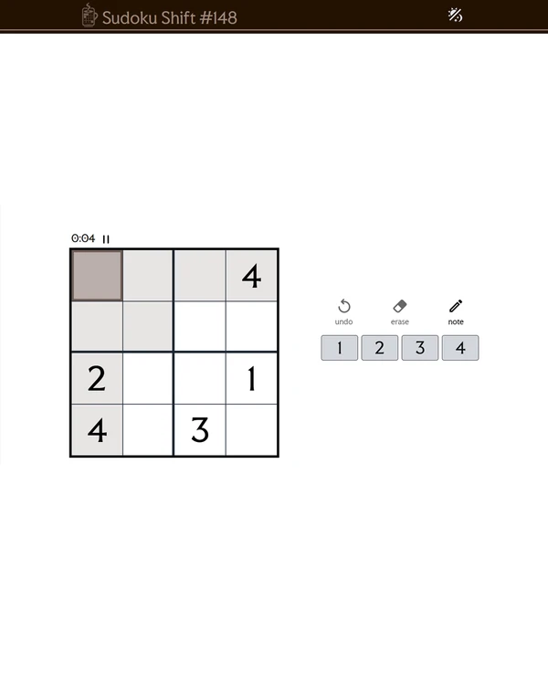 Screenshot of Sudoku Shift, a daily logic game