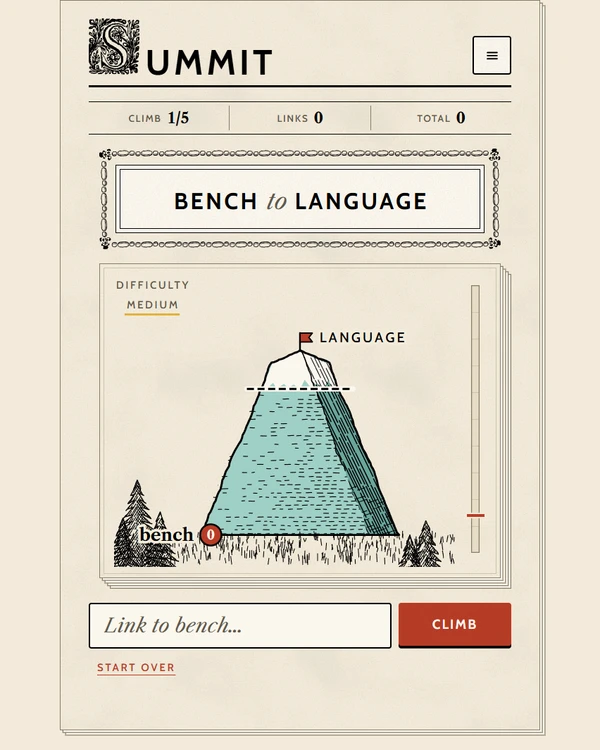 Screenshot of Summit, a daily word game