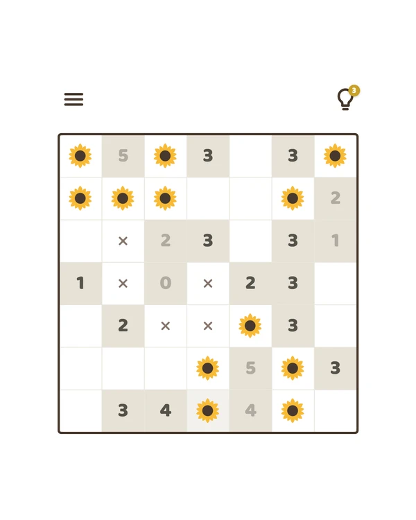 Screenshot of Sunflowers, a daily logic game