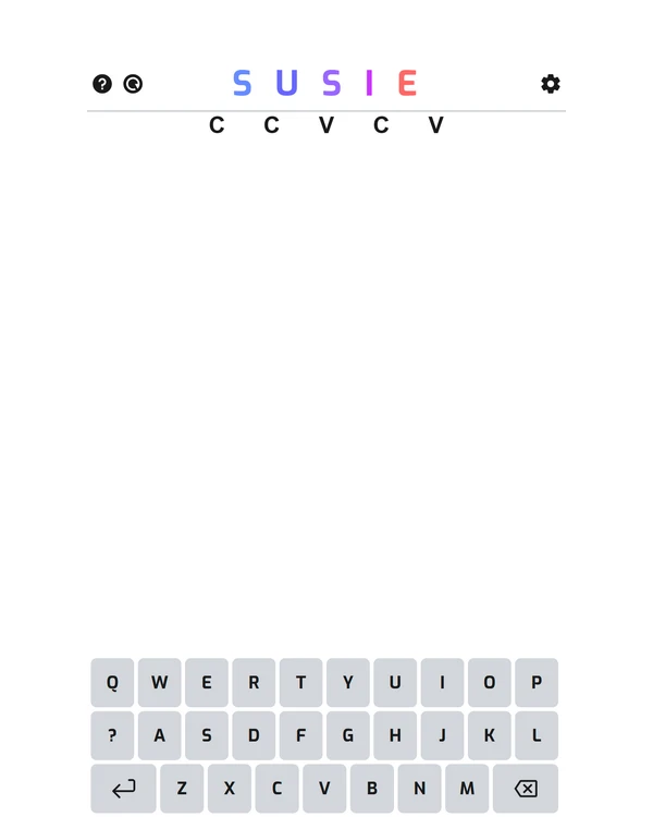 Screenshot of Susie, a daily word game