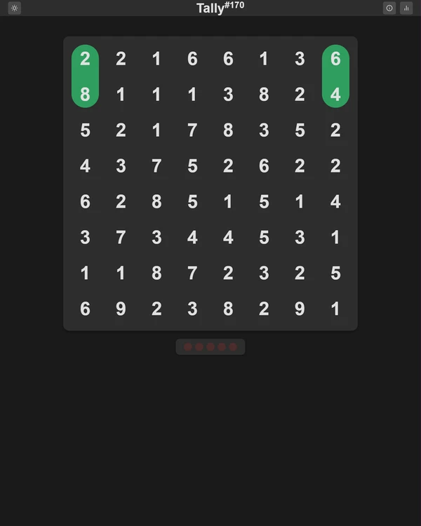 Screenshot of Tally, a daily math game