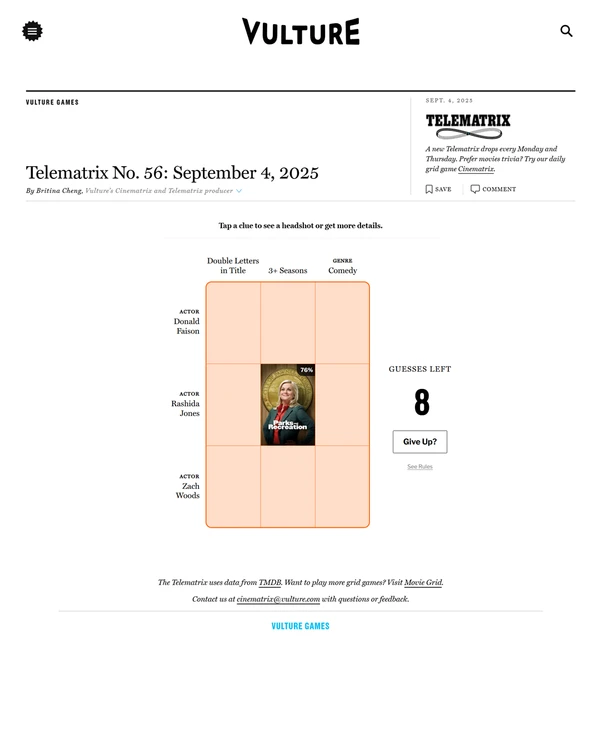 Screenshot of Telematrix, a pop culture game