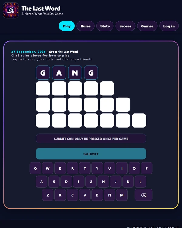 Screenshot of The Last Word, a daily word game