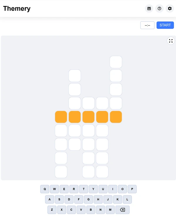 Screenshot of Themery, a daily word game