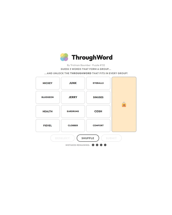 Screenshot of ThroughWord, a daily word game