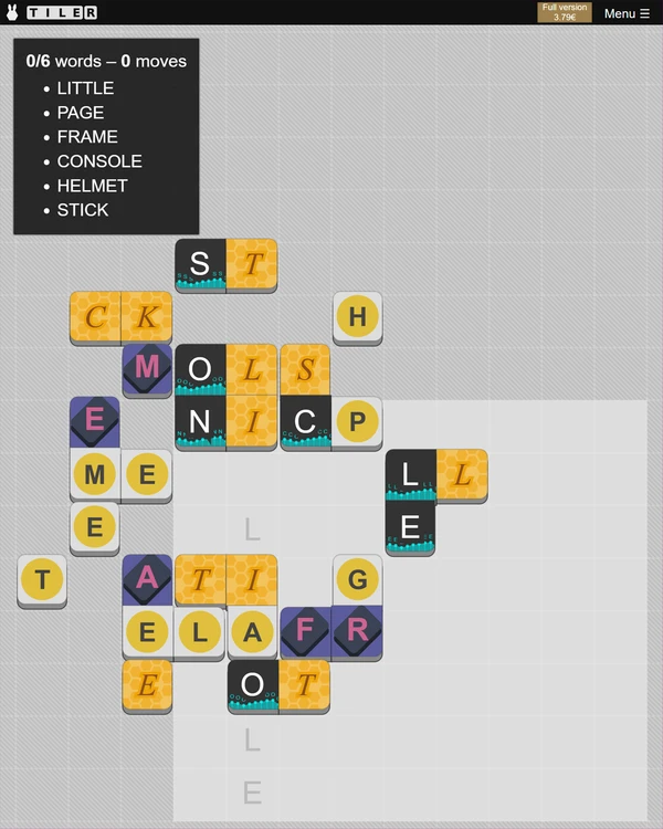 Screenshot of Tiler, a daily word game