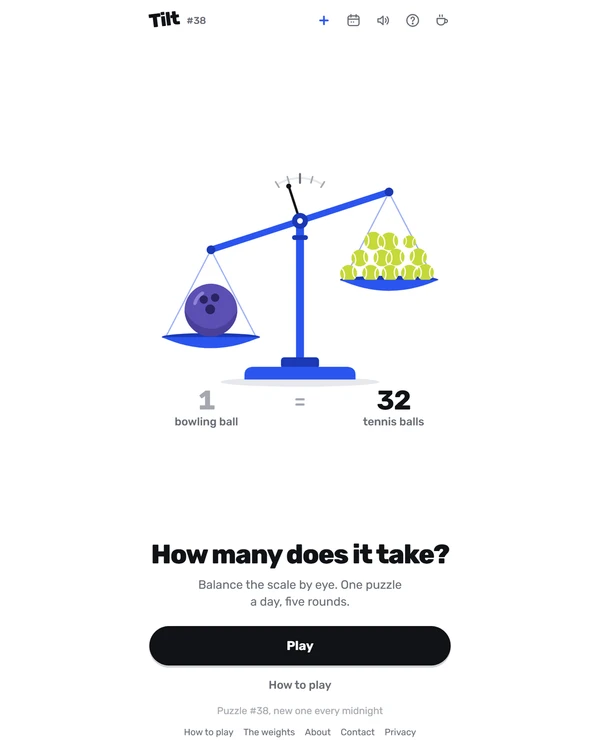 Screenshot of Tilt, a daily estimation game