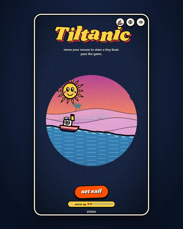 Screenshot of Tiltanic, a daily arcade-style game