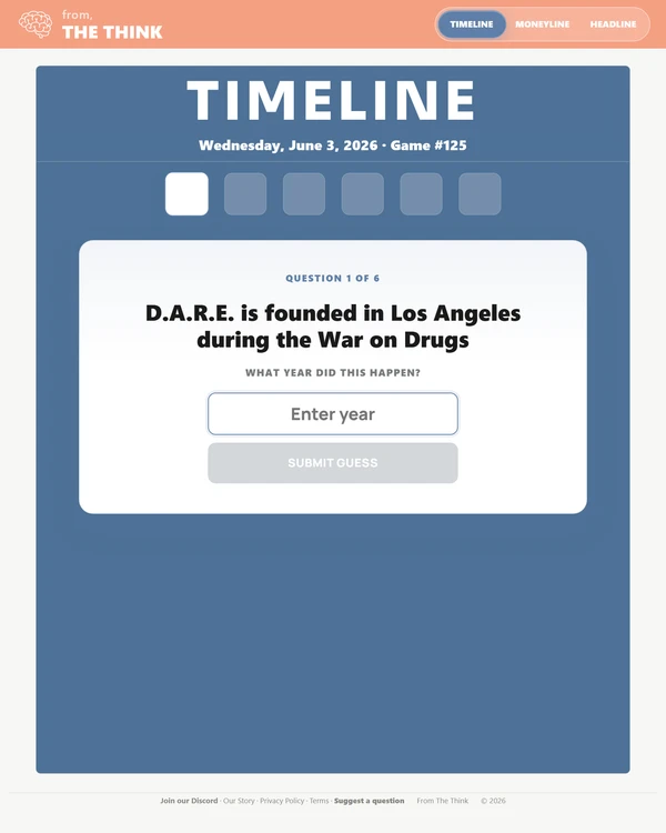 Screenshot of Timeline, a daily trivia game